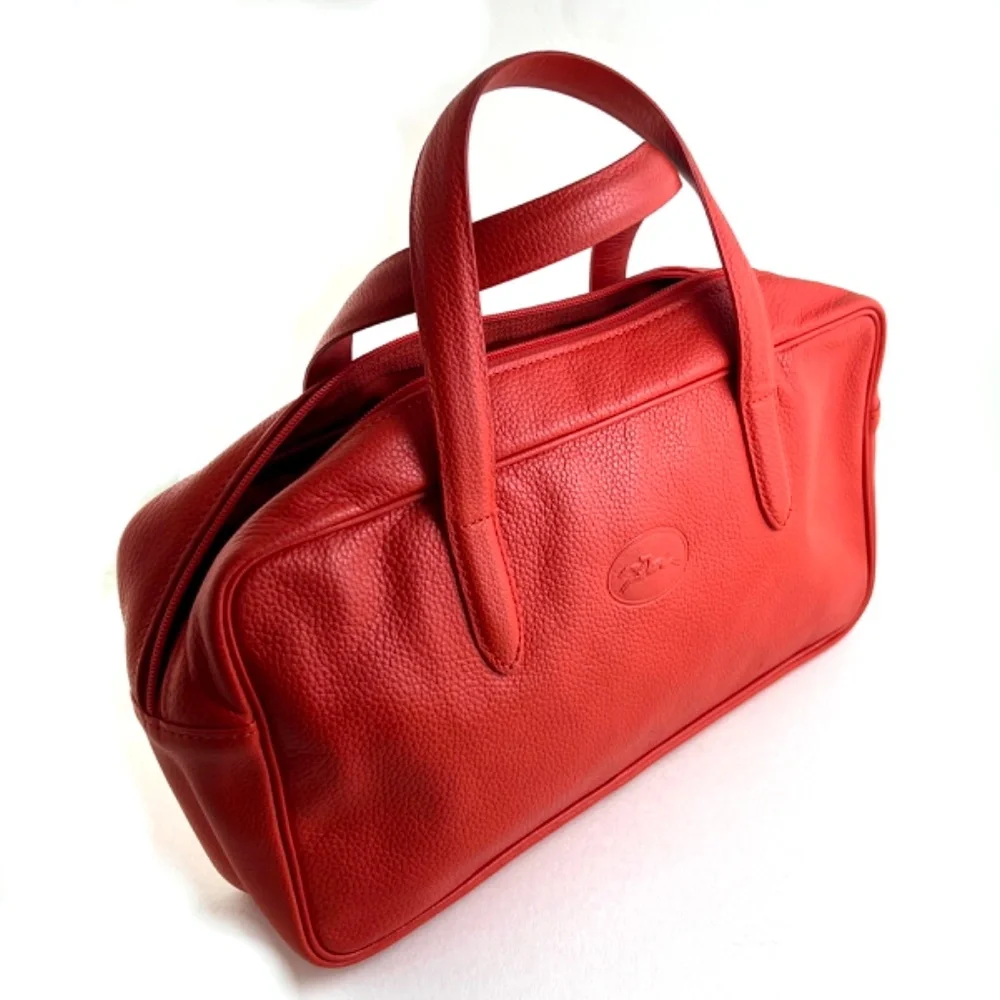 Longchamp handbag - Striking orange pebbled leather. - Picture 5 of 9